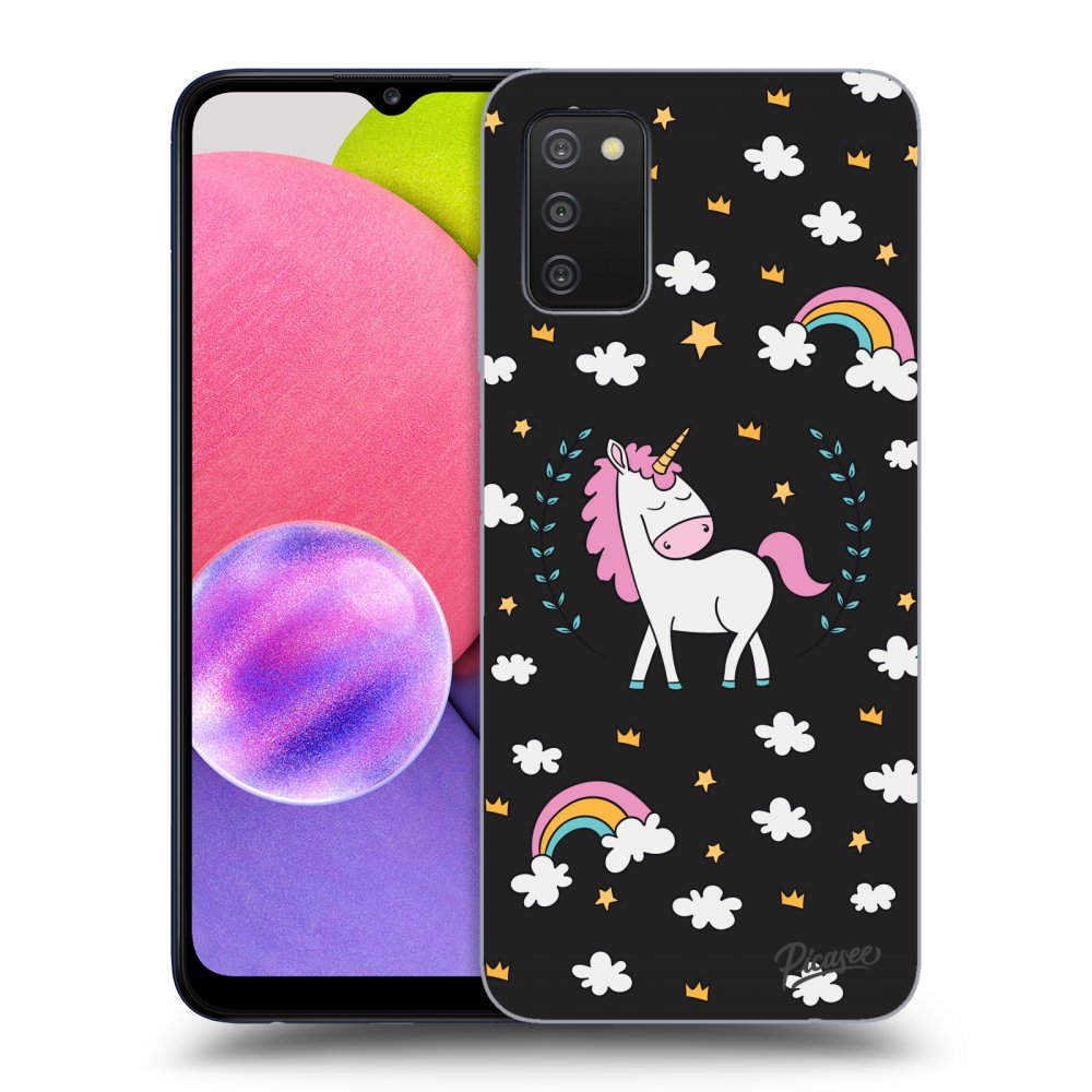 Husă Neagră Din Silicon Pentru Samsung Galaxy A02s A025G - Unicorn Star Heaven