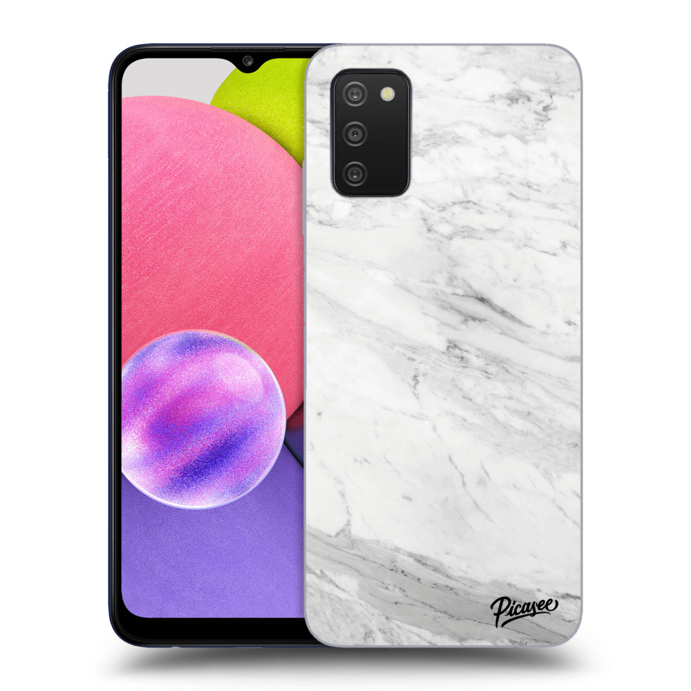 Picasee husă transparentă din silicon pentru Samsung Galaxy A02s A025G - White marble