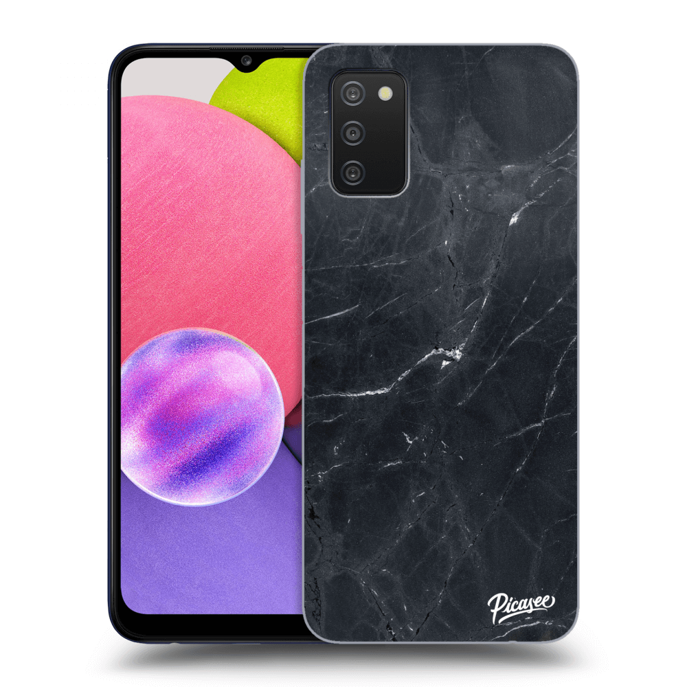 Picasee husă transparentă din silicon pentru Samsung Galaxy A02s A025G - Black marble