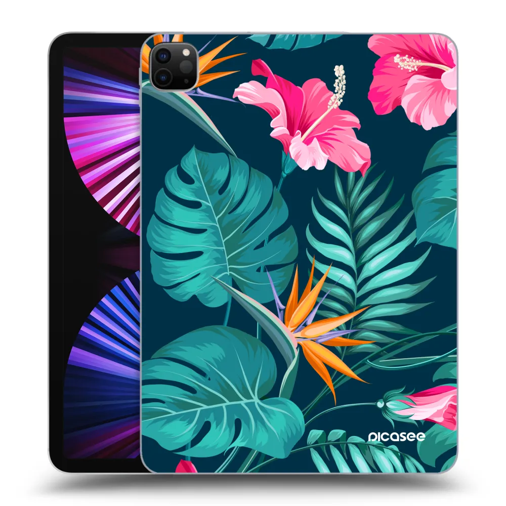 Picasee husă neagră din silicon pentru Apple iPad Pro 11" 2021 (3.gen) - Pink Monstera