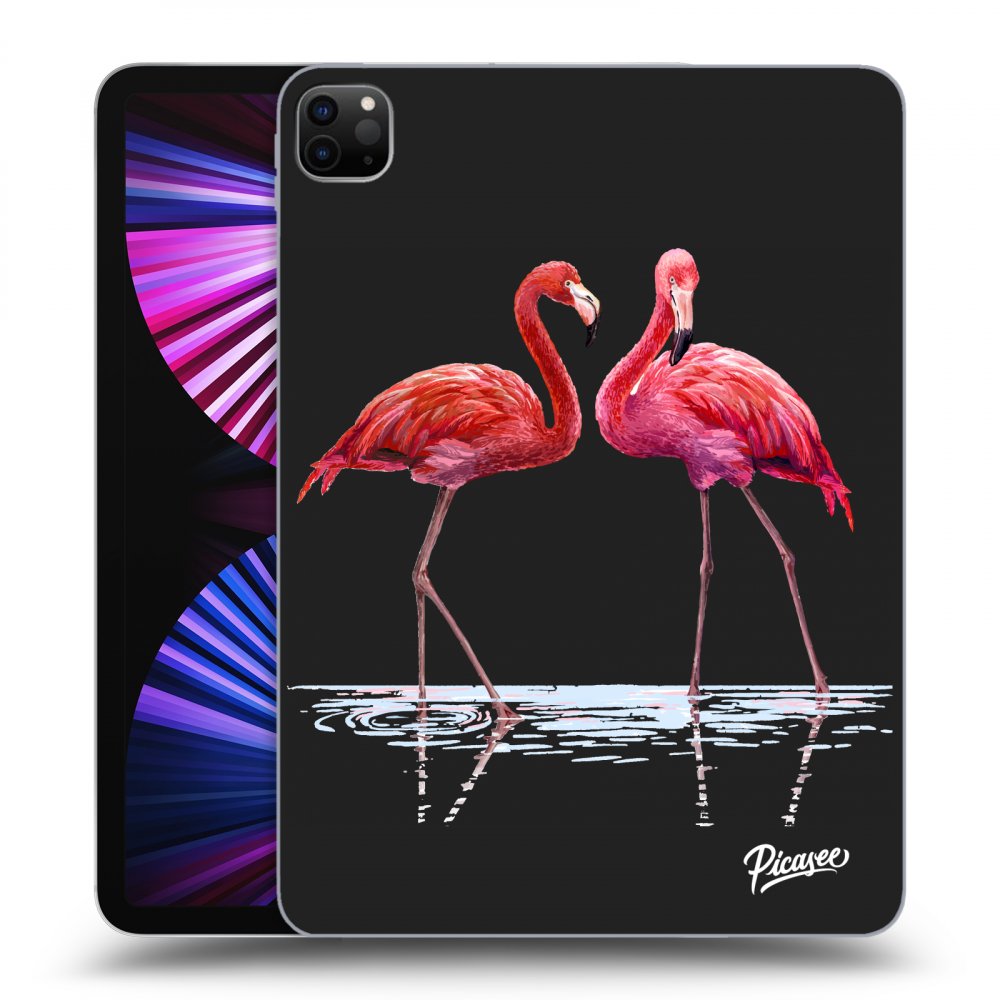 Picasee husă neagră din silicon pentru Apple iPad Pro 11" 2021 (3.gen) - Flamingos couple