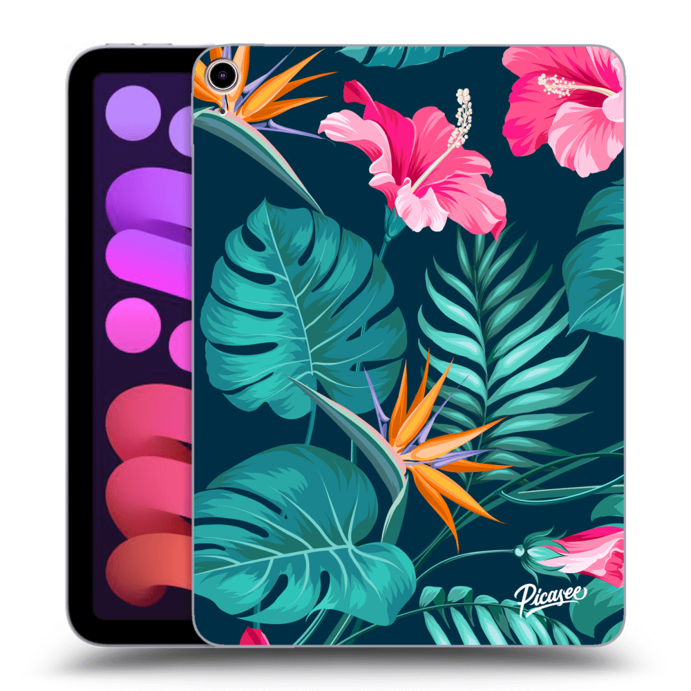 Picasee husă neagră din silicon pentru Apple iPad mini 2021 (6. gen) - Pink Monstera