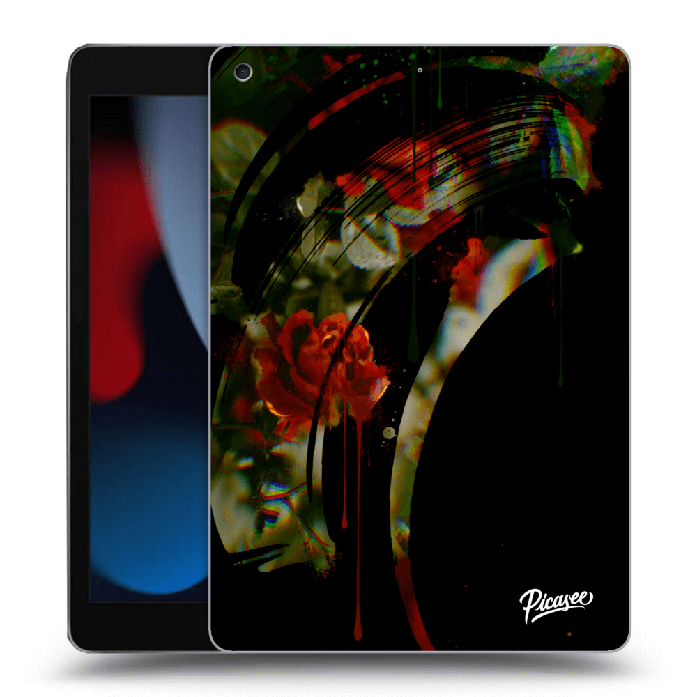 Picasee husă transparentă din silicon pentru Apple iPad 10.2" 2021 (9. gen) - Roses black