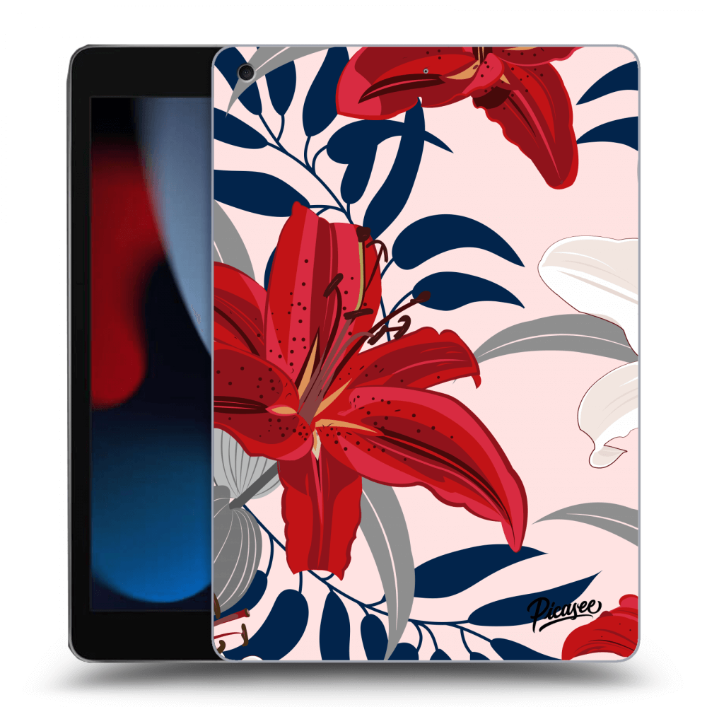 Picasee husă neagră din silicon pentru Apple iPad 10.2" 2021 (9. gen) - Red Lily
