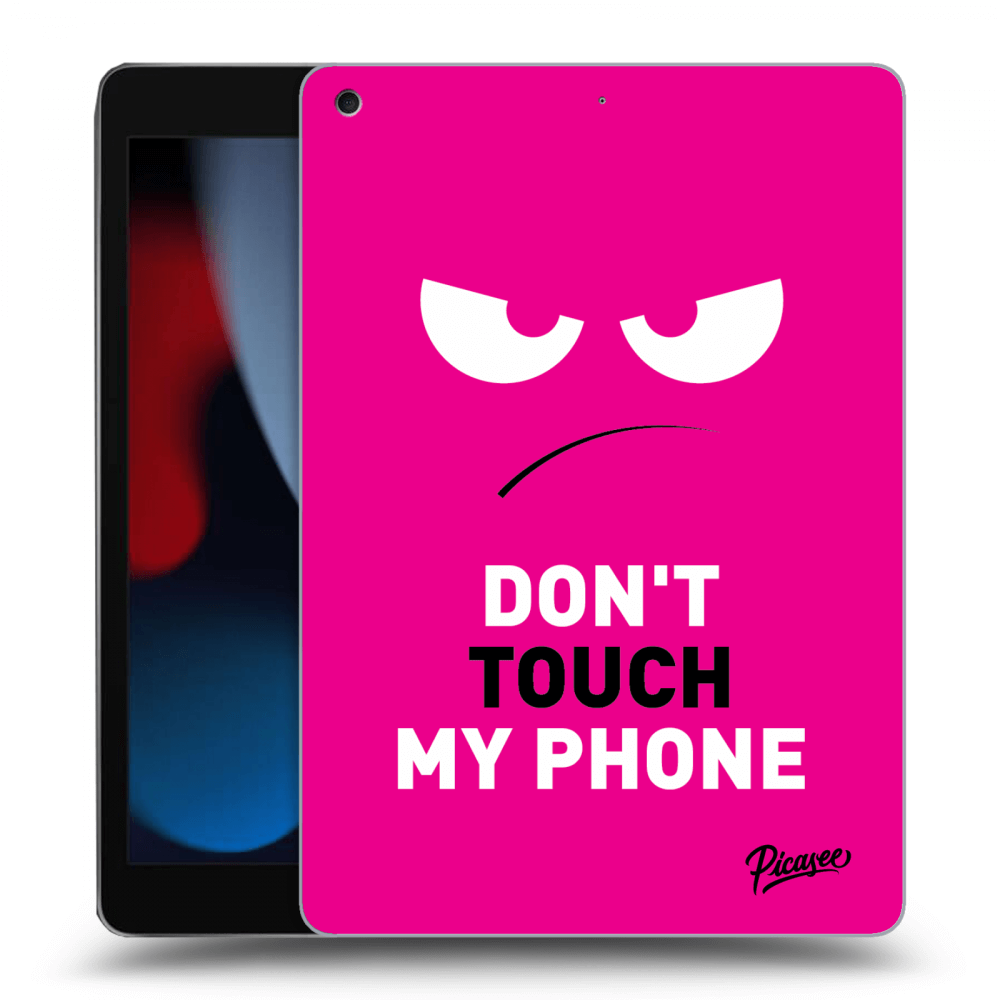 Picasee husă neagră din silicon pentru Apple iPad 10.2" 2021 (9. gen) - Angry Eyes - Pink
