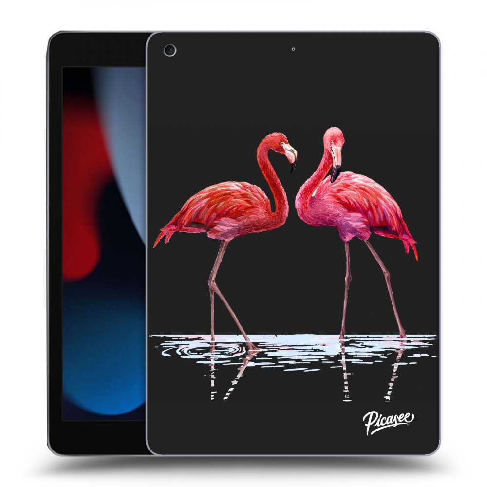 Picasee husă neagră din silicon pentru Apple iPad 10.2" 2021 (9. gen) - Flamingos couple