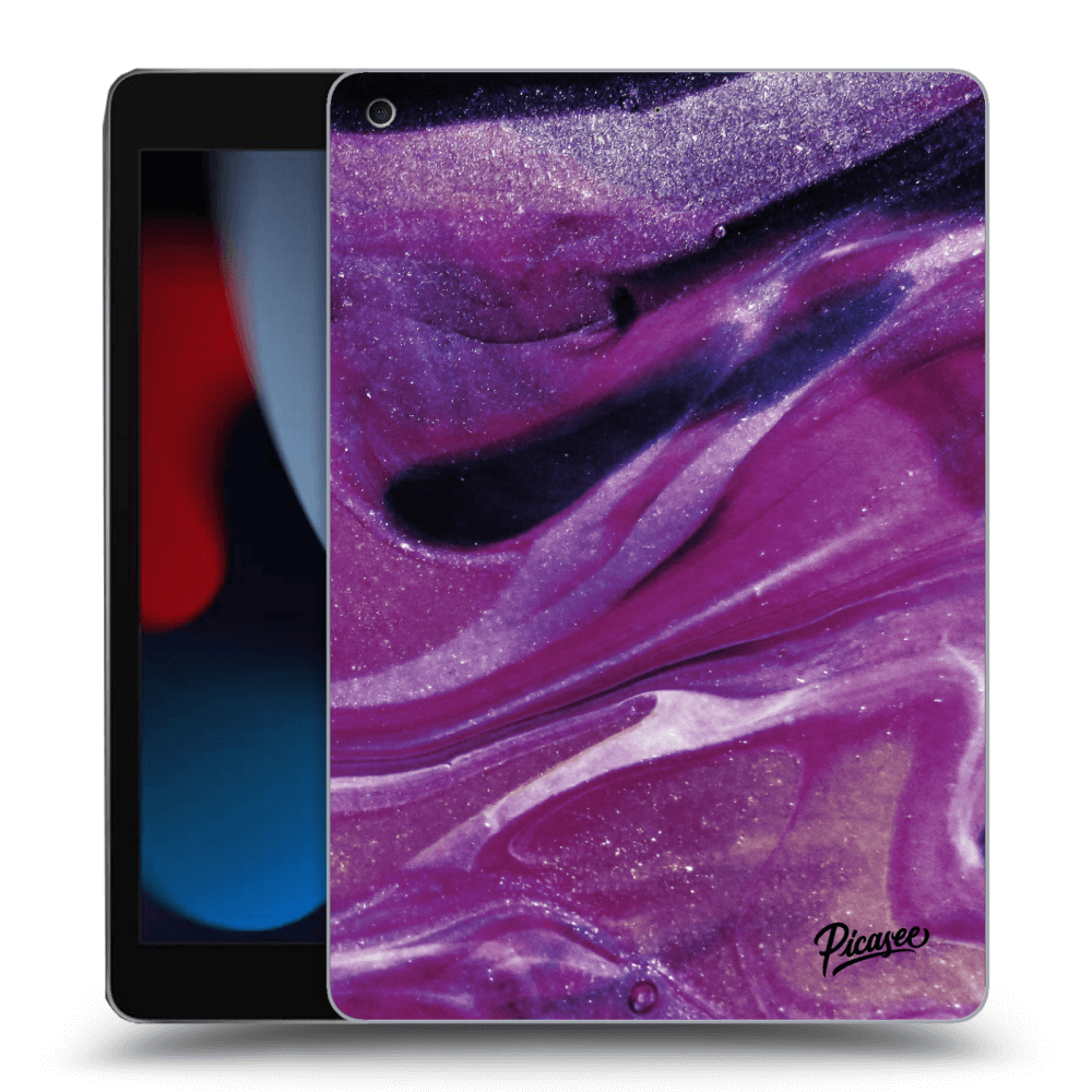 Picasee husă transparentă din silicon pentru Apple iPad 10.2" 2021 (9. gen) - Purple glitter