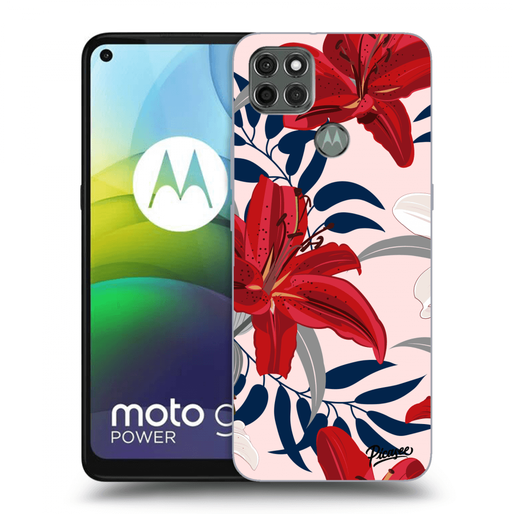 Picasee husă neagră din silicon pentru Motorola Moto G9 Power - Red Lily