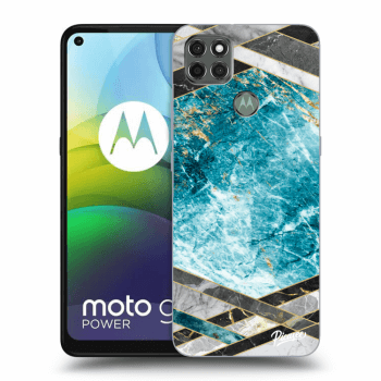Picasee husă neagră din silicon pentru Motorola Moto G9 Power - Blue geometry