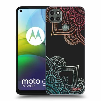 Picasee husă neagră din silicon pentru Motorola Moto G9 Power - Flowers pattern
