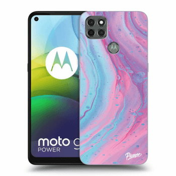Picasee husă neagră din silicon pentru Motorola Moto G9 Power - Pink liquid