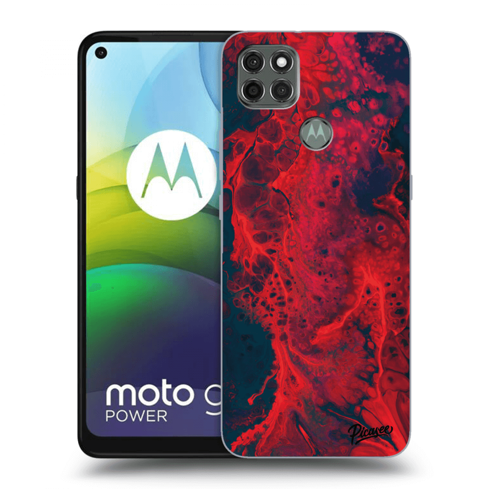 Picasee husă neagră din silicon pentru Motorola Moto G9 Power - Organic red
