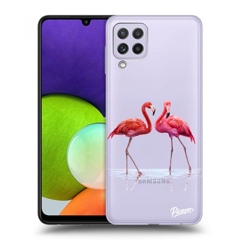 Picasee husă transparentă din silicon pentru Samsung Galaxy A22 A225F 4G - Flamingos couple