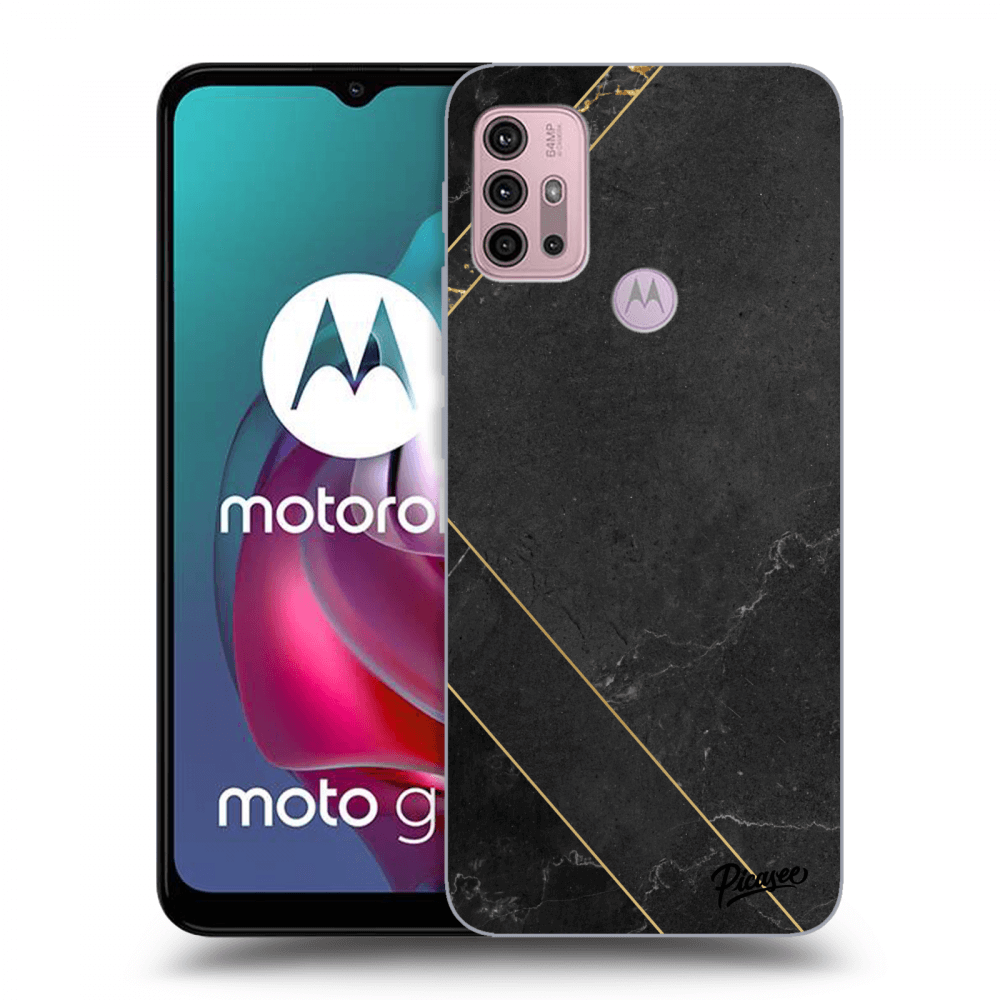 Picasee husă neagră din silicon pentru Motorola Moto G30 - Black tile