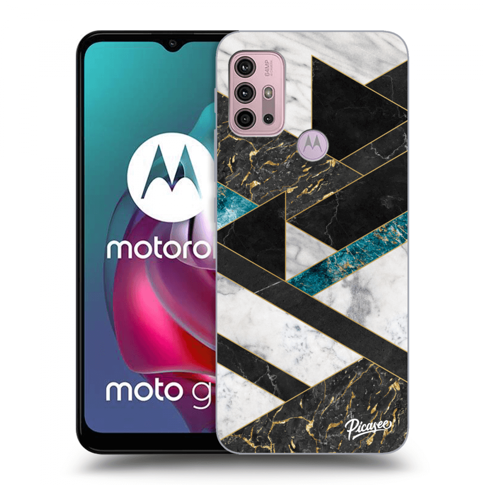 Picasee husă neagră din silicon pentru Motorola Moto G30 - Dark geometry