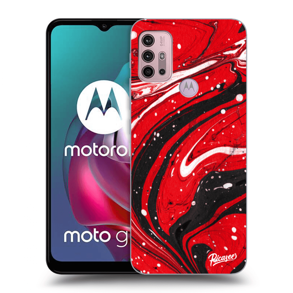Picasee husă neagră din silicon pentru Motorola Moto G30 - Red black