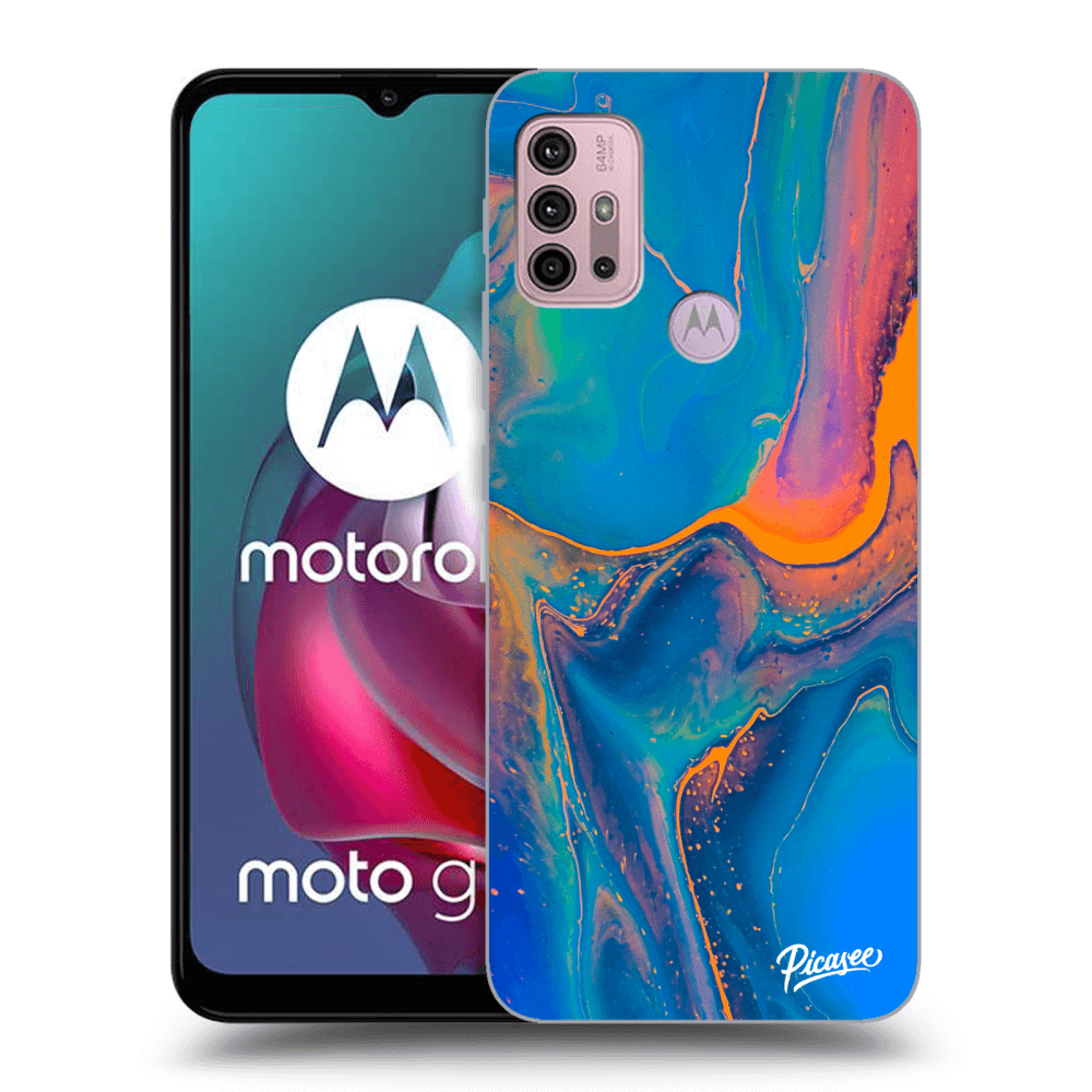 Picasee husă neagră din silicon pentru Motorola Moto G30 - Rainbow