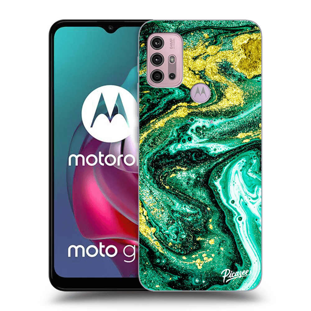 Picasee husă neagră din silicon pentru Motorola Moto G30 - Green Gold
