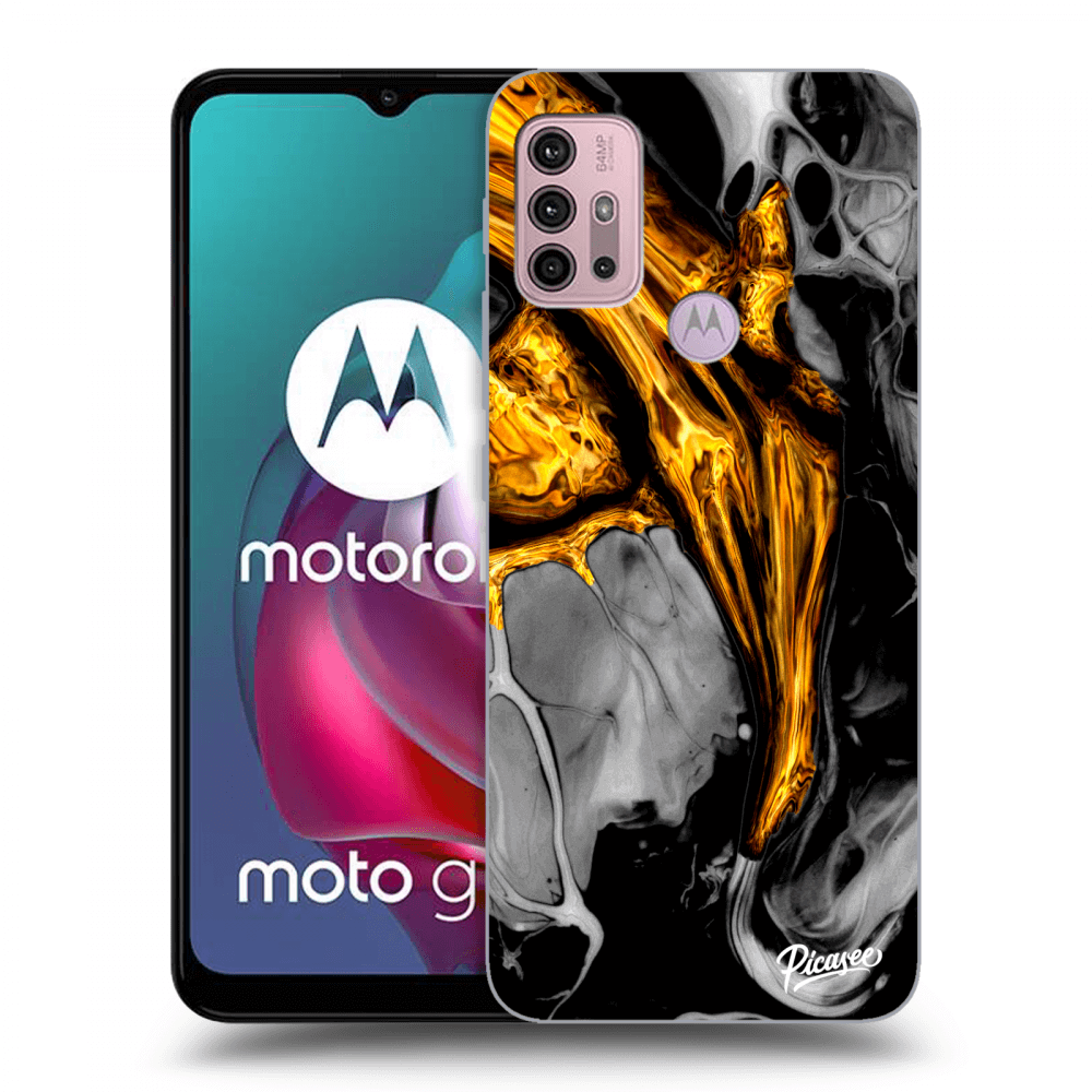 Picasee husă neagră din silicon pentru Motorola Moto G30 - Black Gold