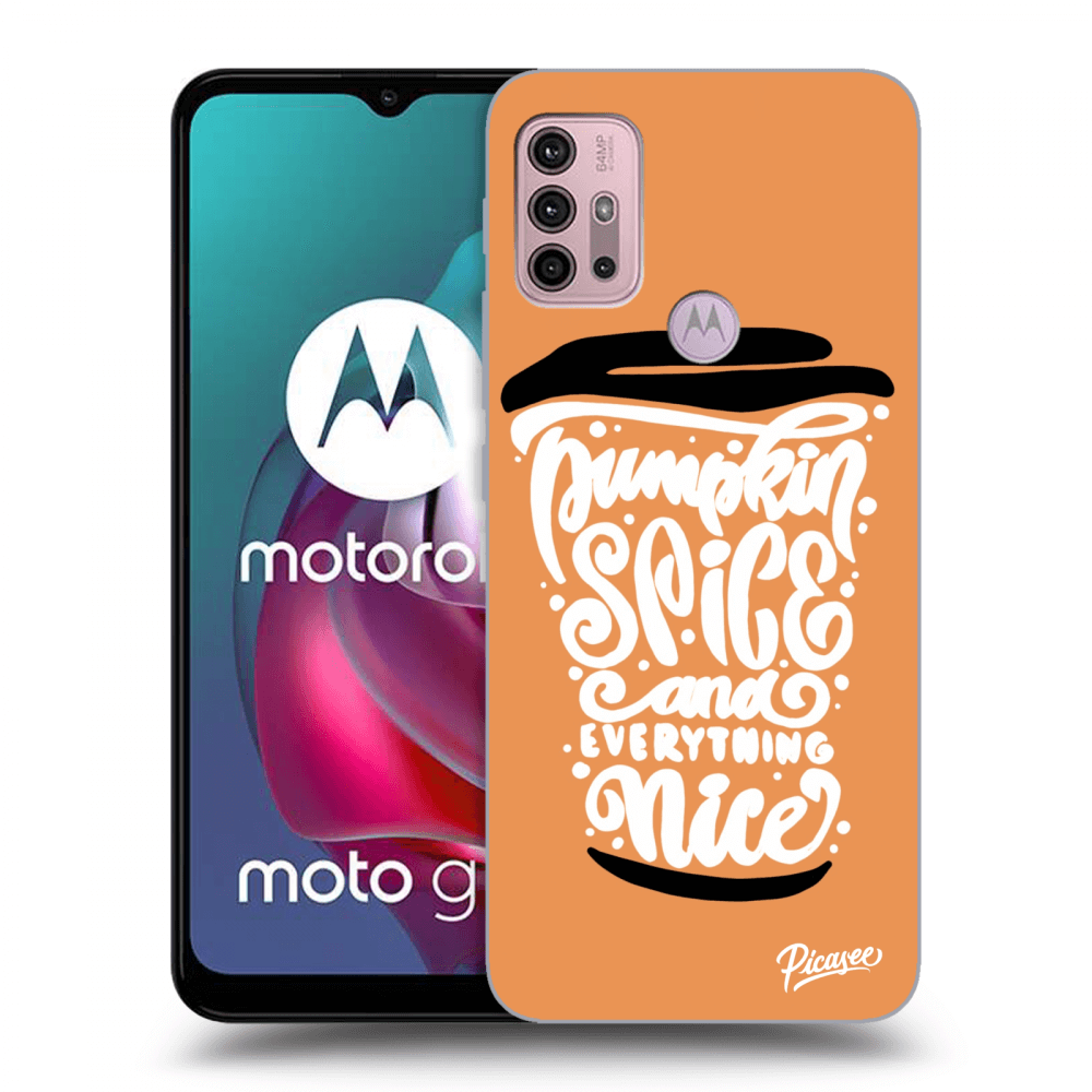 Picasee husă neagră din silicon pentru Motorola Moto G30 - Pumpkin coffee