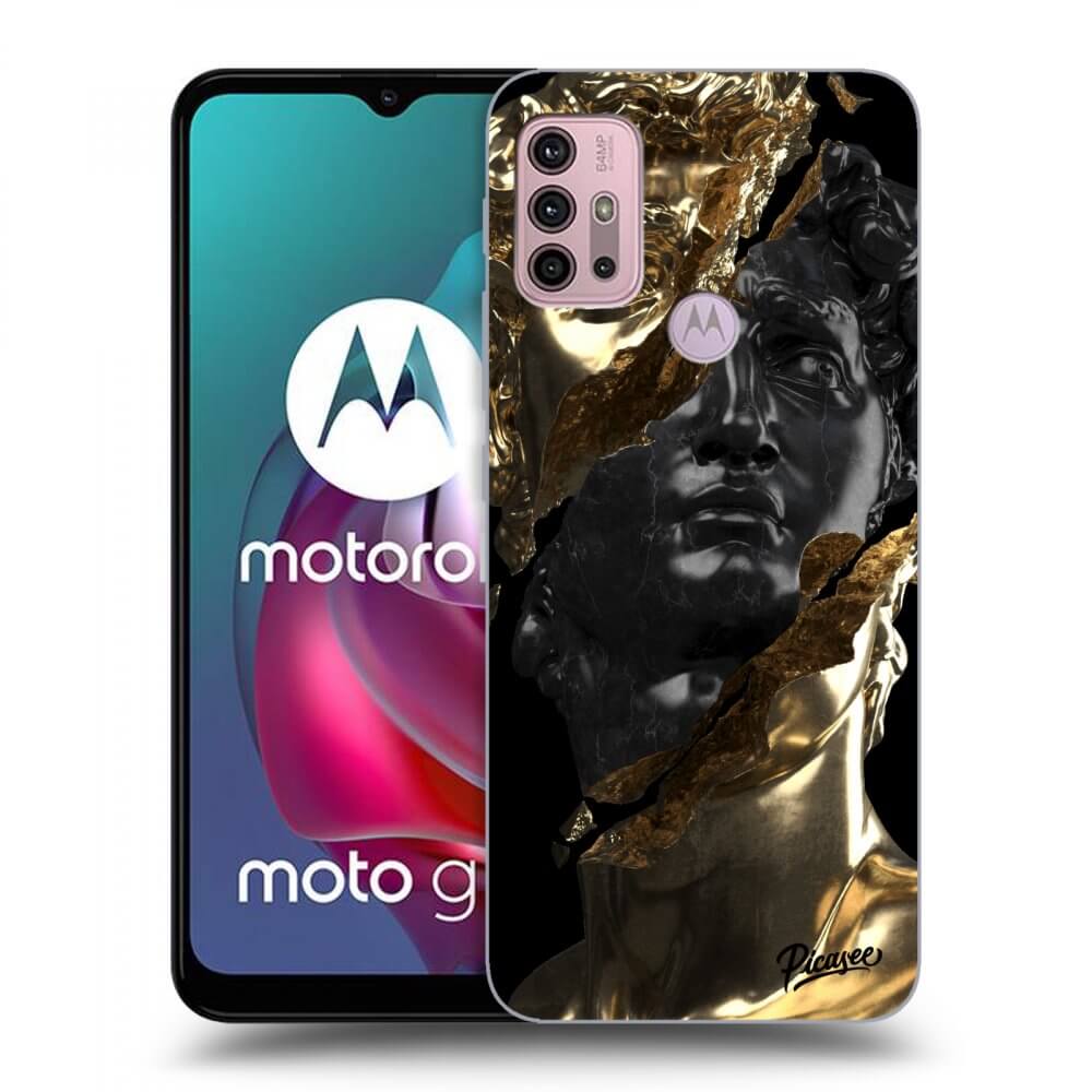 Picasee husă neagră din silicon pentru Motorola Moto G30 - Gold - Black