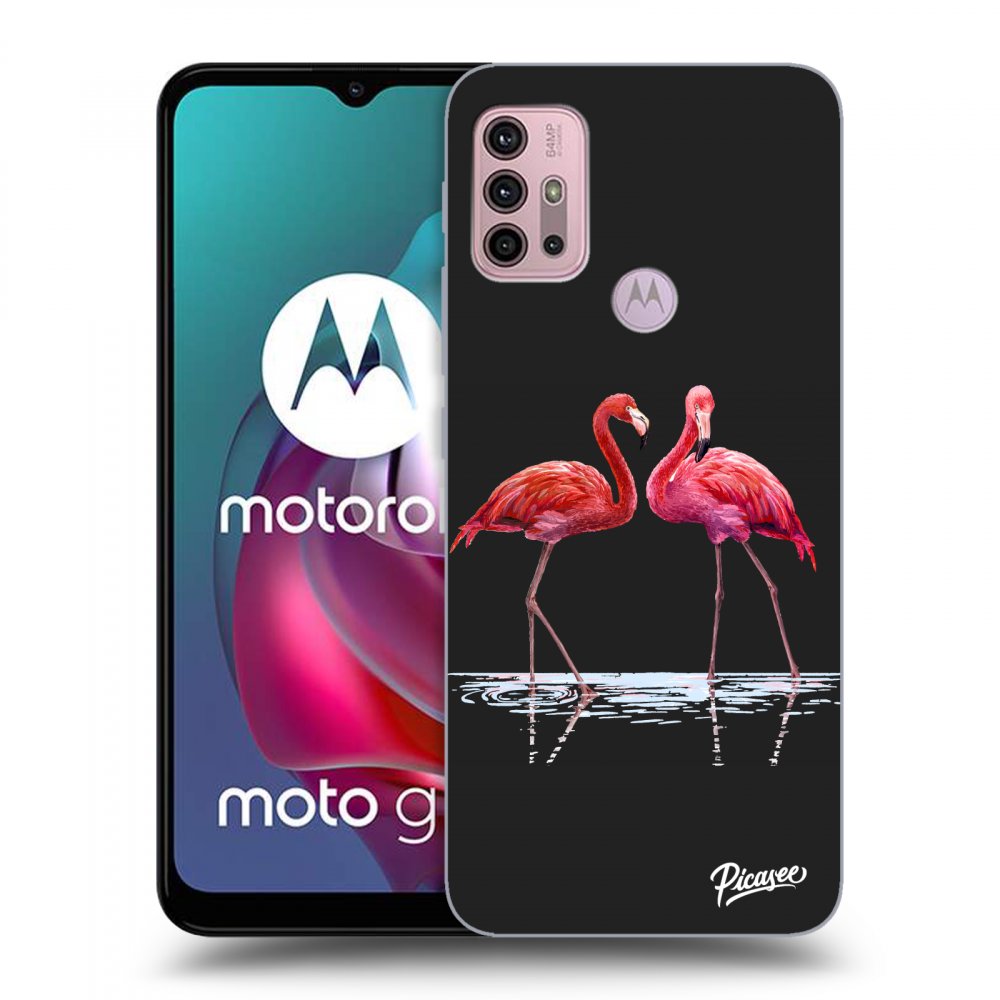 Picasee husă neagră din silicon pentru Motorola Moto G30 - Flamingos couple