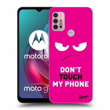 Picasee husă neagră din silicon pentru Motorola Moto G30 - Angry Eyes - Pink