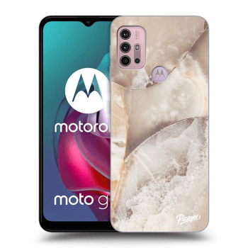 Picasee husă neagră din silicon pentru Motorola Moto G30 - Cream marble