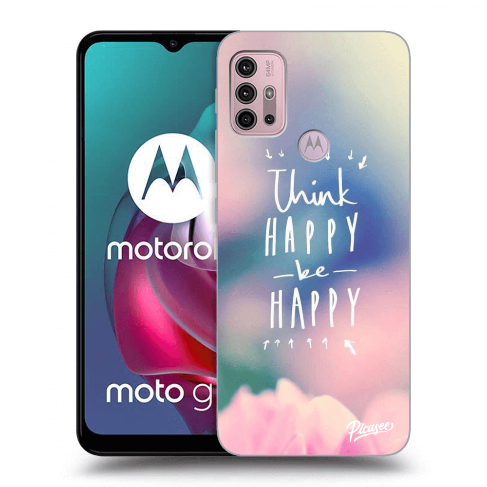Picasee husă neagră din silicon pentru Motorola Moto G30 - Think happy be happy
