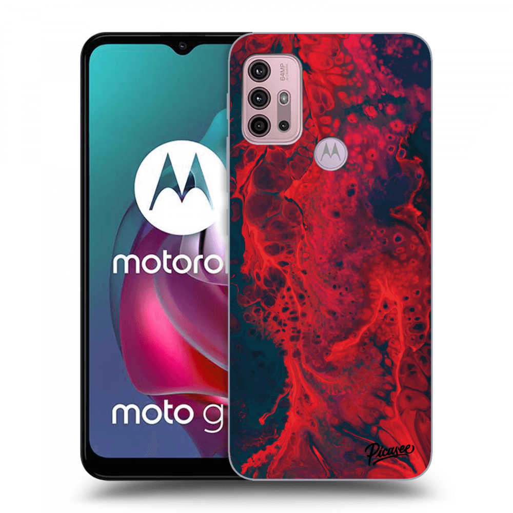 Picasee husă neagră din silicon pentru Motorola Moto G30 - Organic red