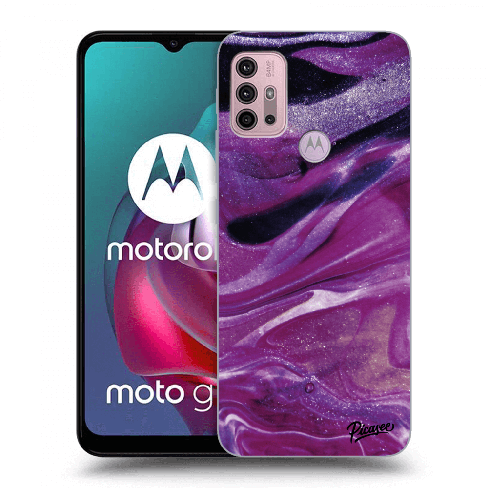 Picasee husă neagră din silicon pentru Motorola Moto G30 - Purple glitter