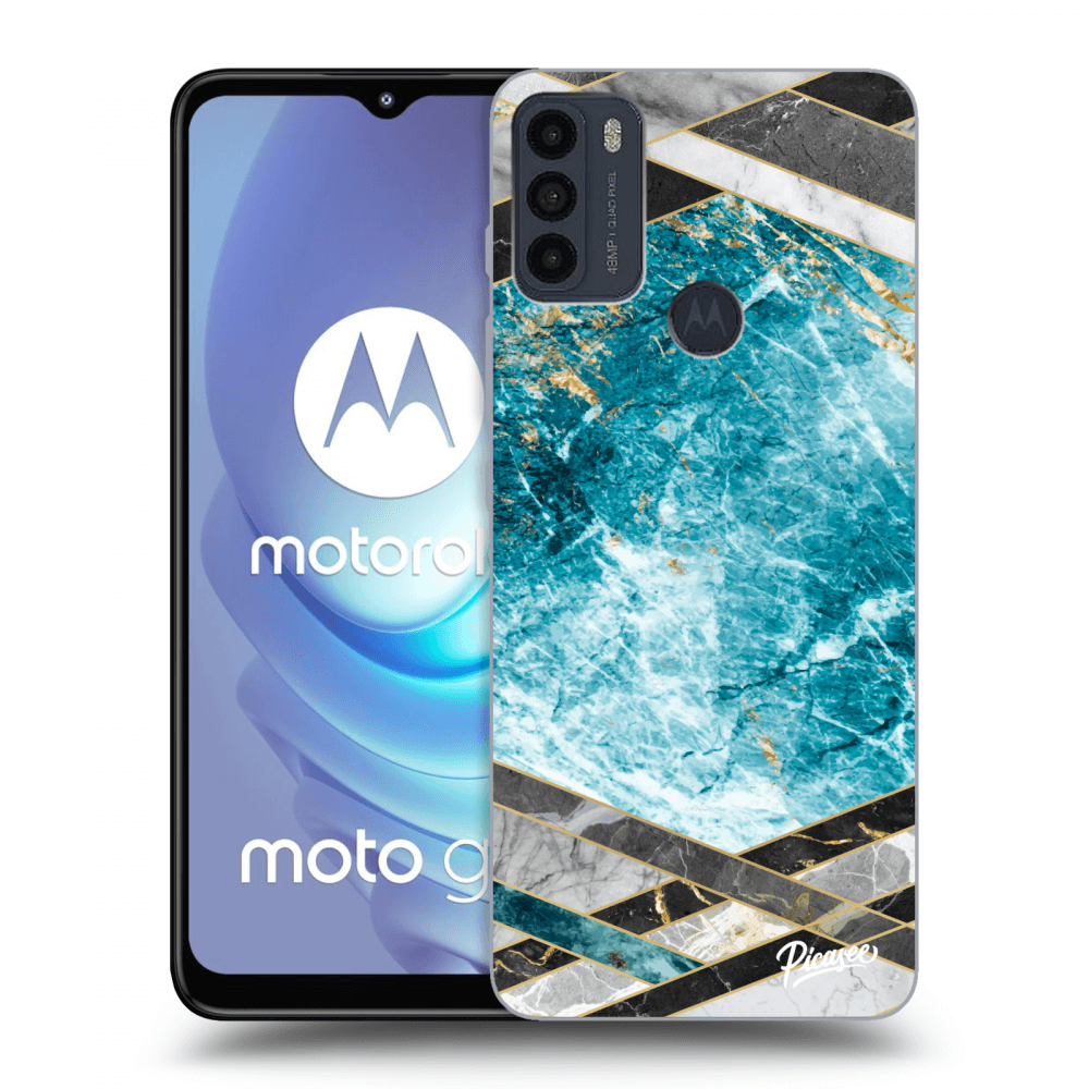 Picasee husă neagră din silicon pentru Motorola Moto G50 - Blue geometry