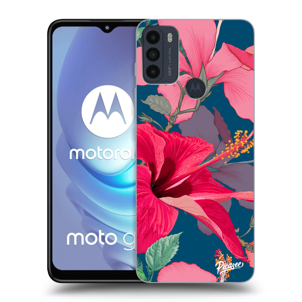 Picasee husă neagră din silicon pentru Motorola Moto G50 - Hibiscus
