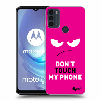 Picasee husă neagră din silicon pentru Motorola Moto G50 - Angry Eyes - Pink