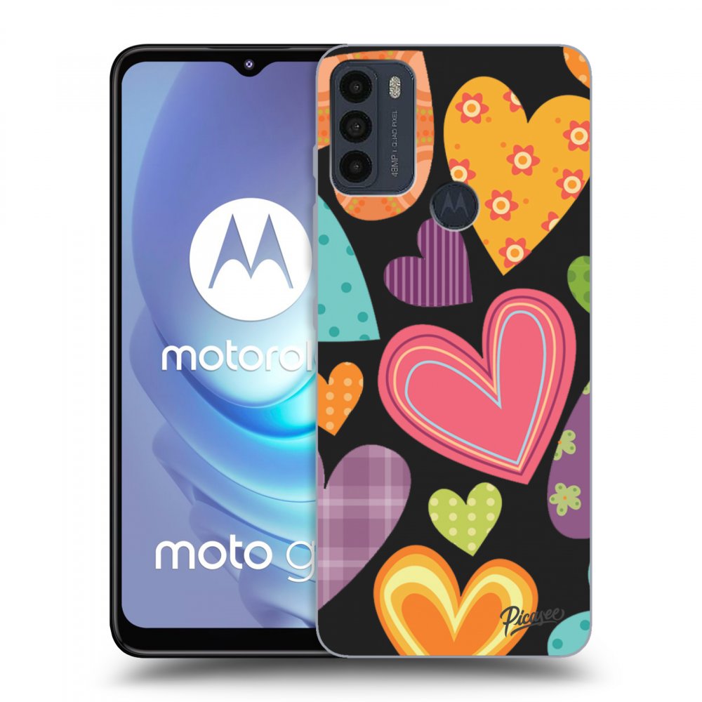 Picasee husă neagră din silicon pentru Motorola Moto G50 - Colored heart