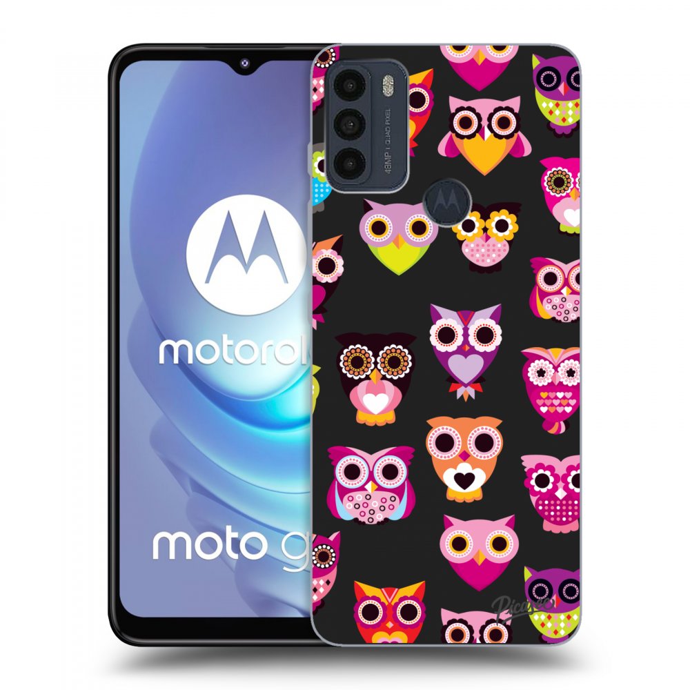 Picasee husă neagră din silicon pentru Motorola Moto G50 - Owls