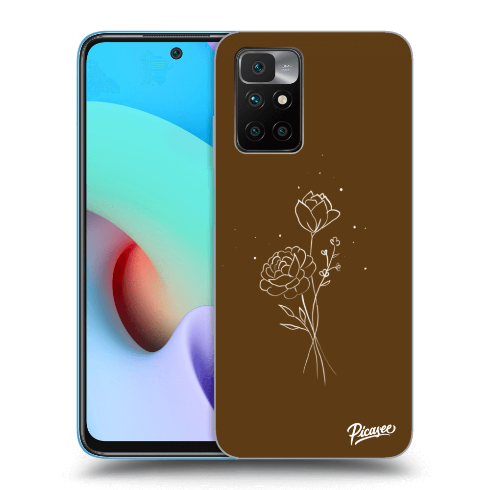 Picasee husă transparentă din silicon pentru Xiaomi Redmi 10 - Brown flowers