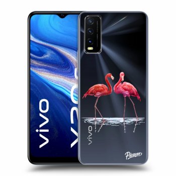 Picasee husă transparentă din silicon pentru Vivo Y20s - Flamingos couple