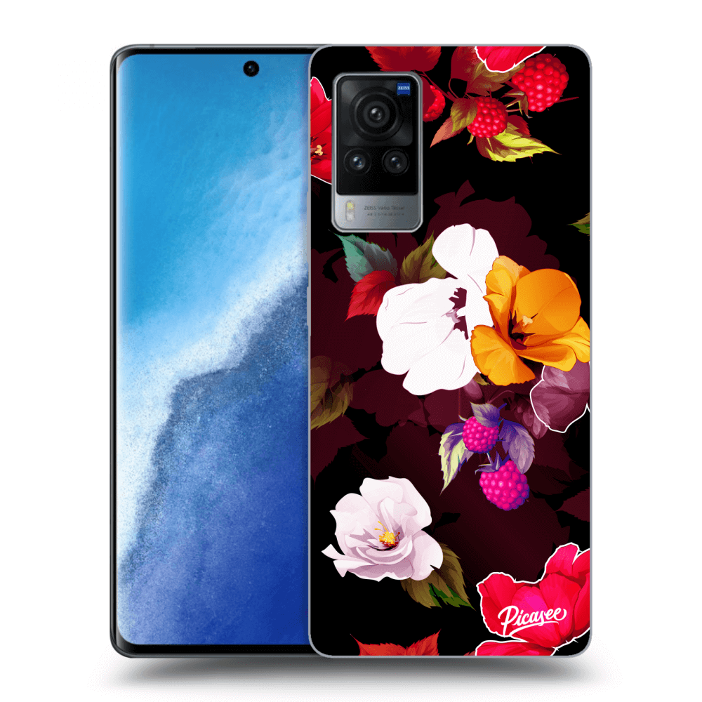 Picasee husă neagră din silicon pentru Vivo X60 Pro 5G - Flowers and Berries