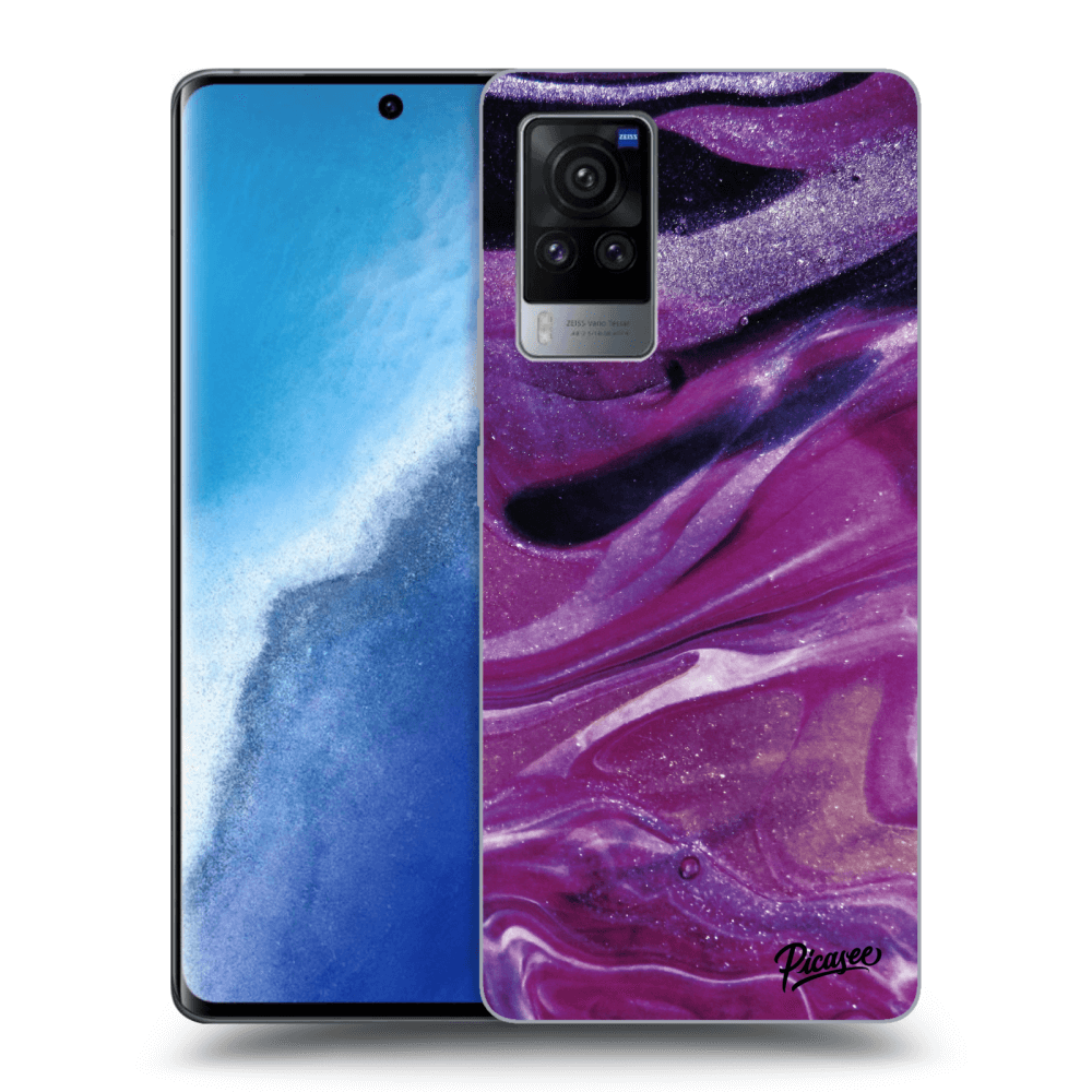 Picasee husă transparentă din silicon pentru Vivo X60 Pro 5G - Purple glitter