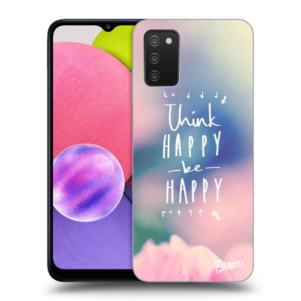 Picasee husă transparentă din silicon pentru Samsung Galaxy A03s A037G - Think happy be happy