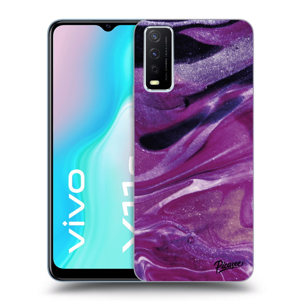 Picasee husă transparentă din silicon pentru Vivo Y11s - Purple glitter