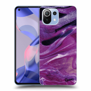 Picasee husă transparentă din silicon pentru Xiaomi 11 Lite 5G NE - Purple glitter