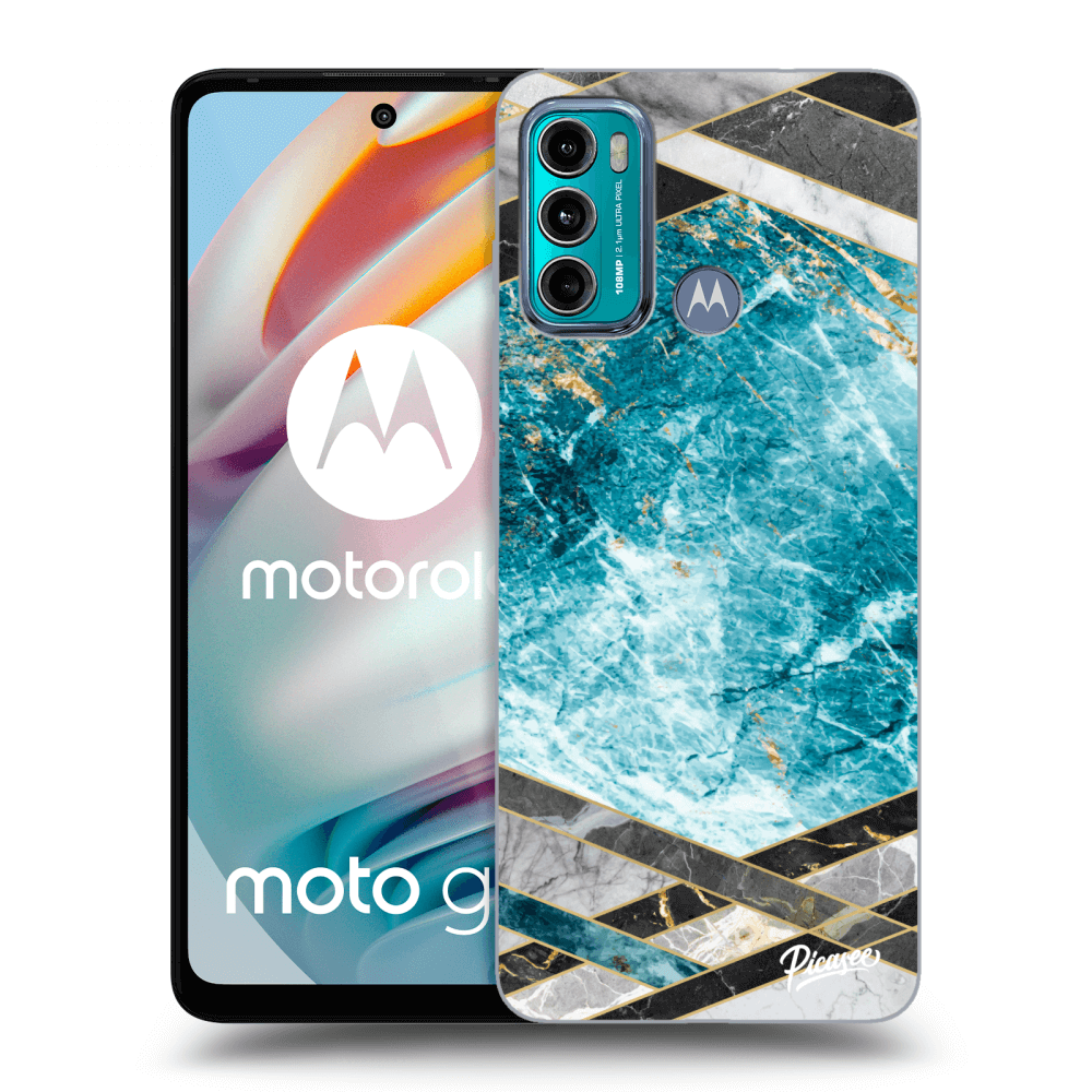 Picasee husă transparentă din silicon pentru Motorola Moto G60 - Blue geometry