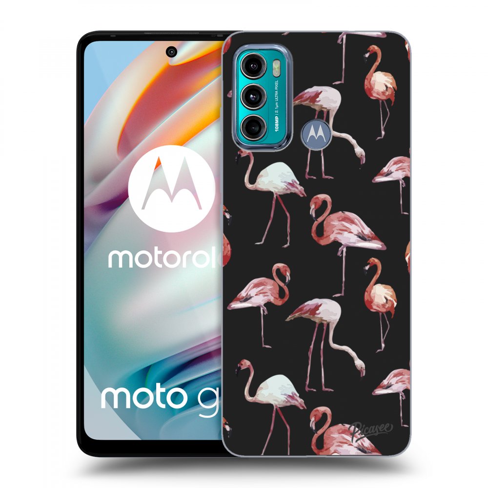 Picasee husă neagră din silicon pentru Motorola Moto G60 - Flamingos