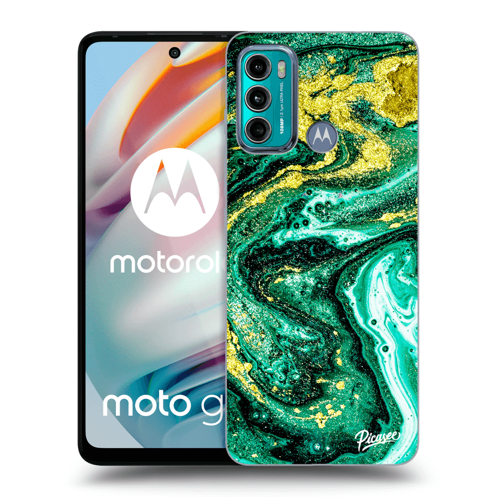 Picasee husă transparentă din silicon pentru Motorola Moto G60 - Green Gold
