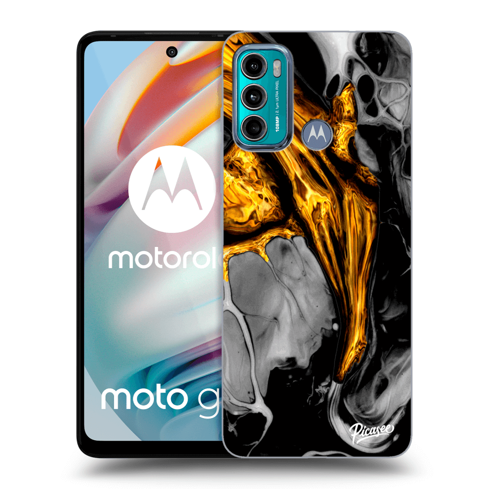 Picasee husă transparentă din silicon pentru Motorola Moto G60 - Black Gold