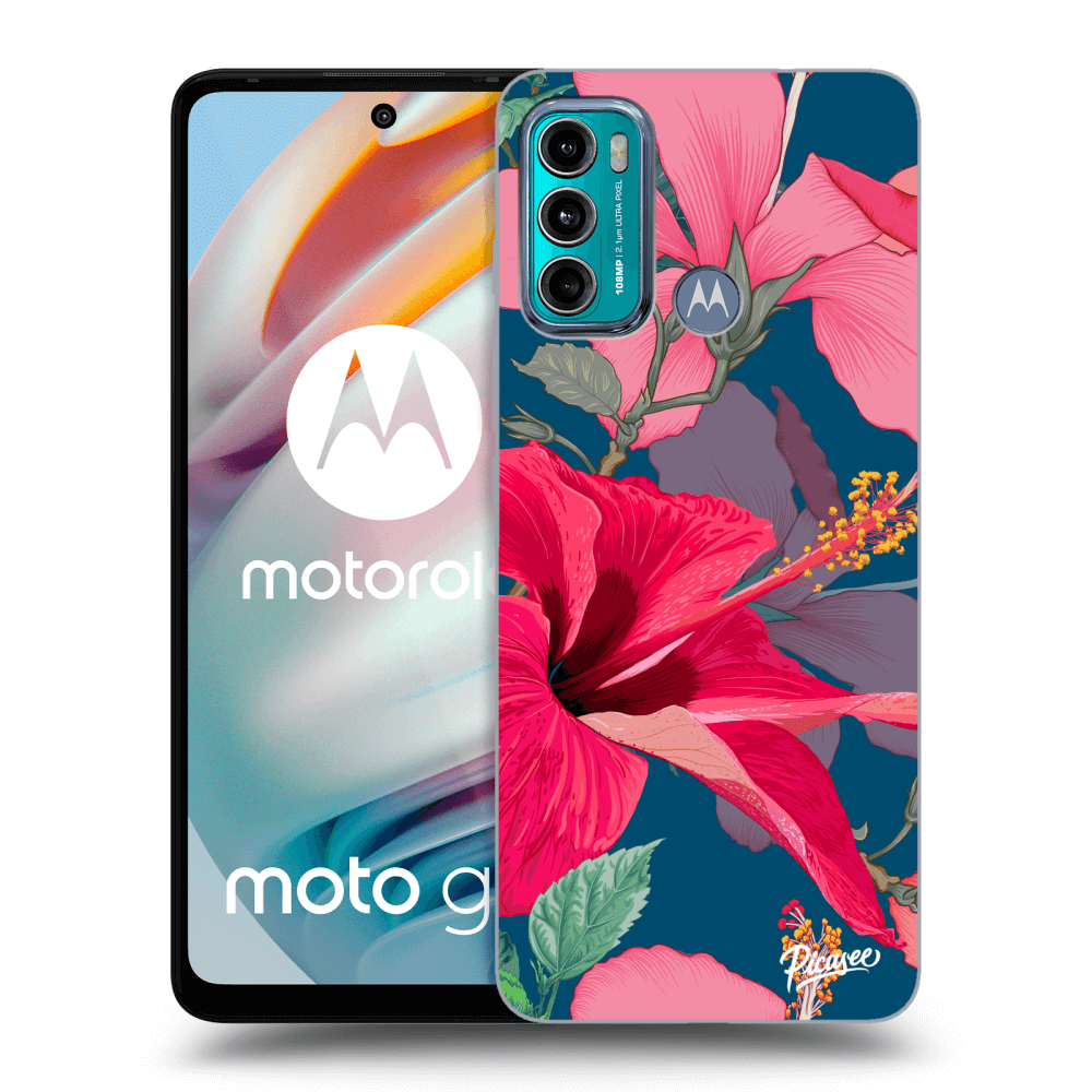 Picasee husă neagră din silicon pentru Motorola Moto G60 - Hibiscus