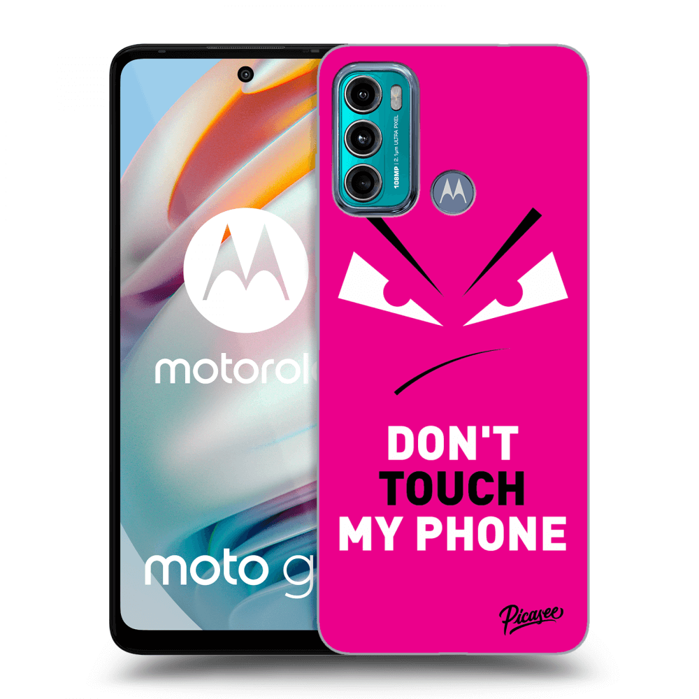 Picasee husă neagră din silicon pentru Motorola Moto G60 - Evil Eye - Pink