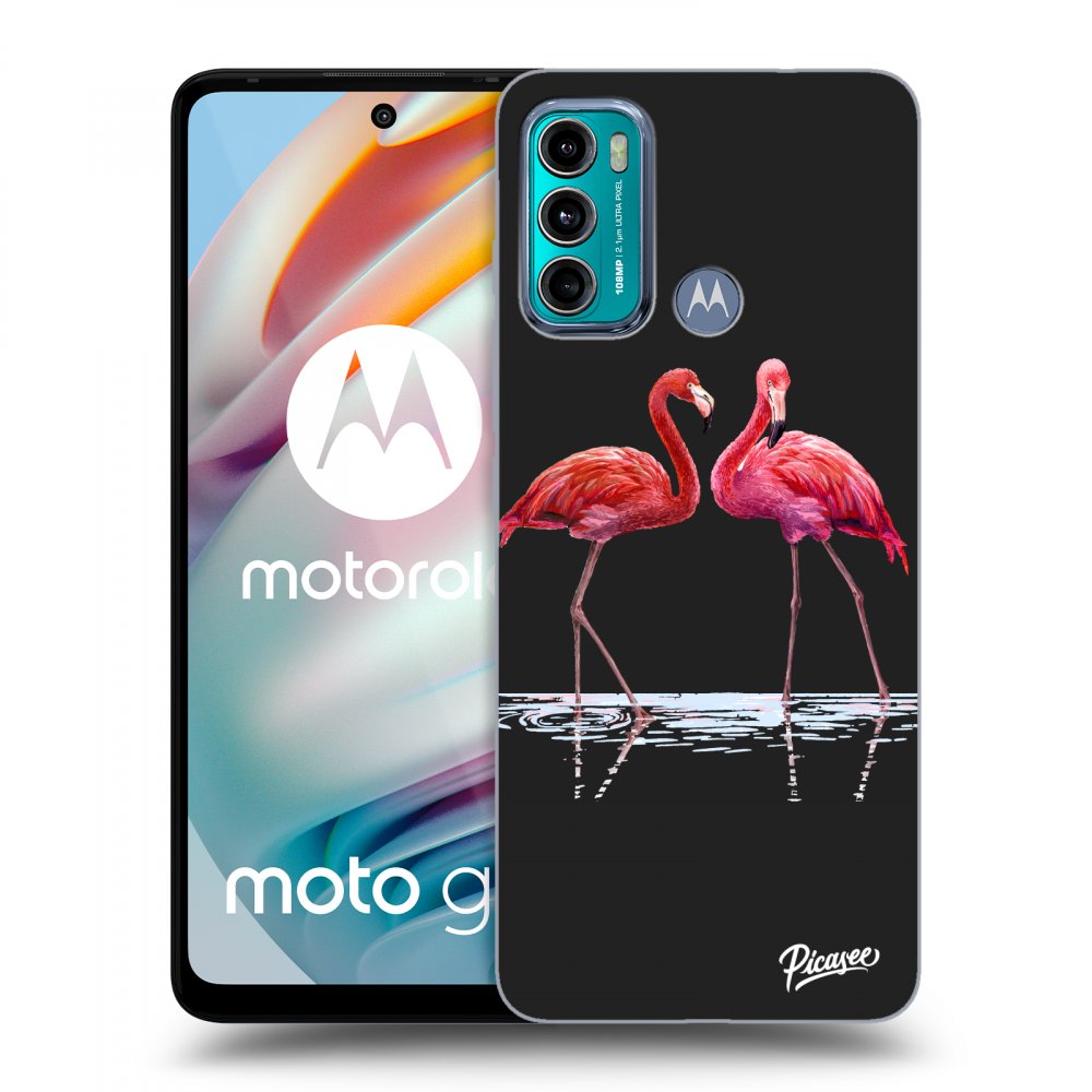 Picasee husă neagră din silicon pentru Motorola Moto G60 - Flamingos couple
